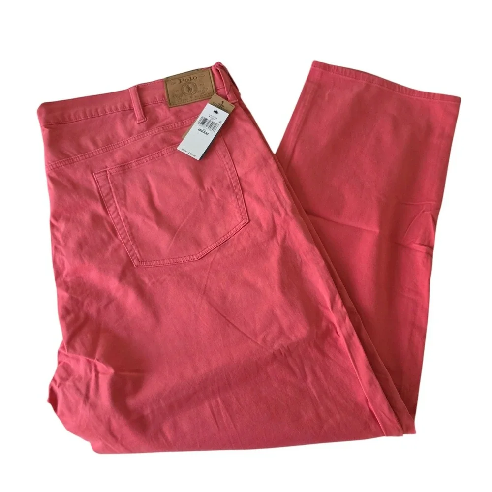 Polo Ralph Lauren Mens Varick Slim Straight Pants Red Salmon Pink 48B x 32